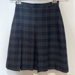Paul Harris Vtg Schoolgirl Pleated Green Navy Tartan Skirt Above Knee Academia 4